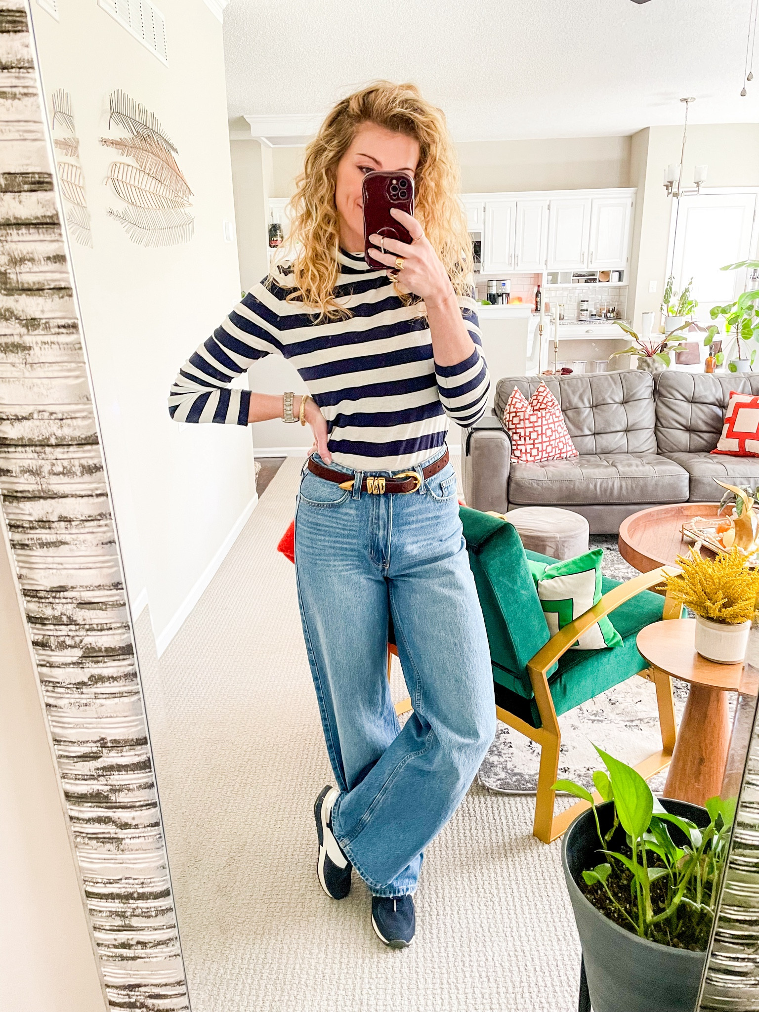 Navy striped turtleneck and wide-leg denim  

#LTKSeasonal #LTKFindsUnder100 #LTKStyleTip