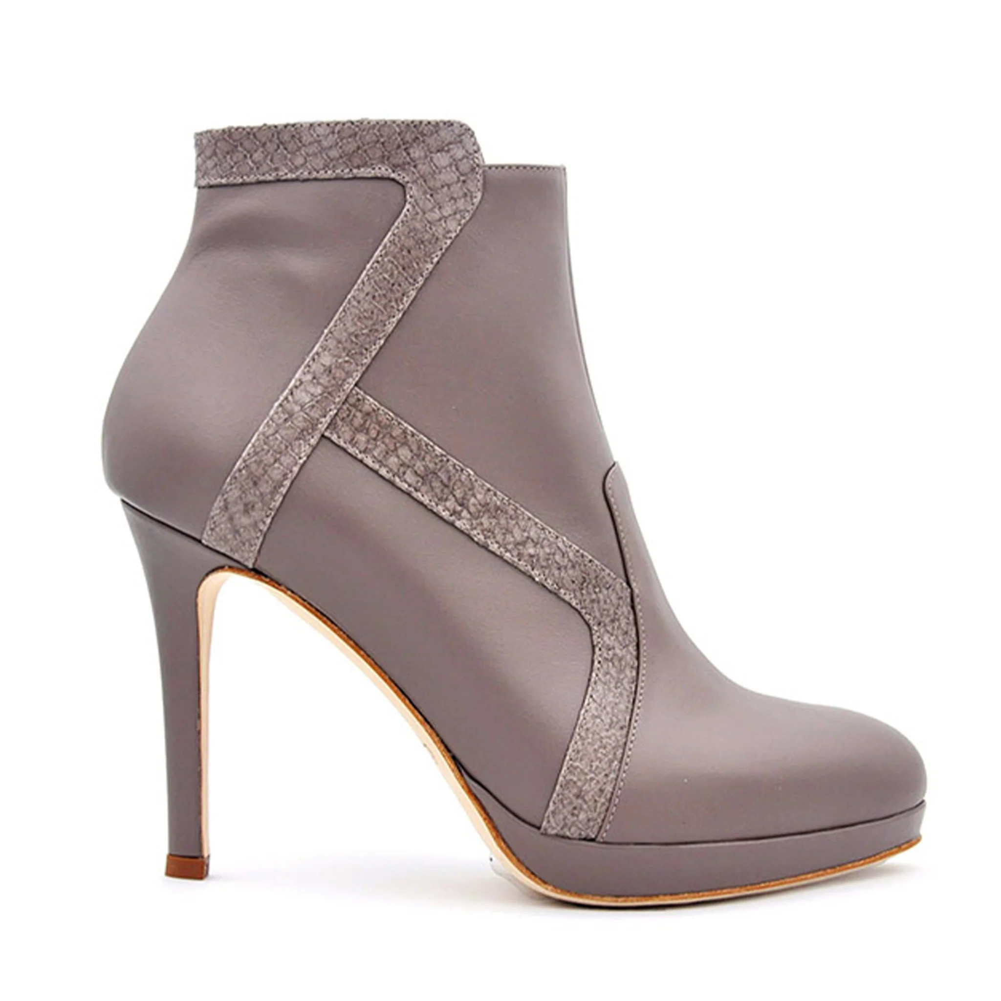 Deia Bootie | Taupe Python Leather Ankle Boots | Elizée Shoes | Elizée 