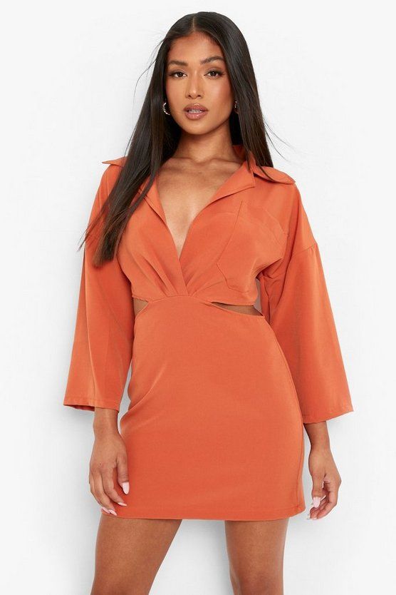 Petite Open Side Tailored Shirt Dress | Boohoo.com (US & CA)