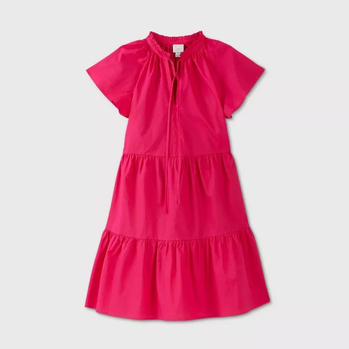 Women's Cap Sleeve Poplin Babydoll Dress - A New Day™ | Target