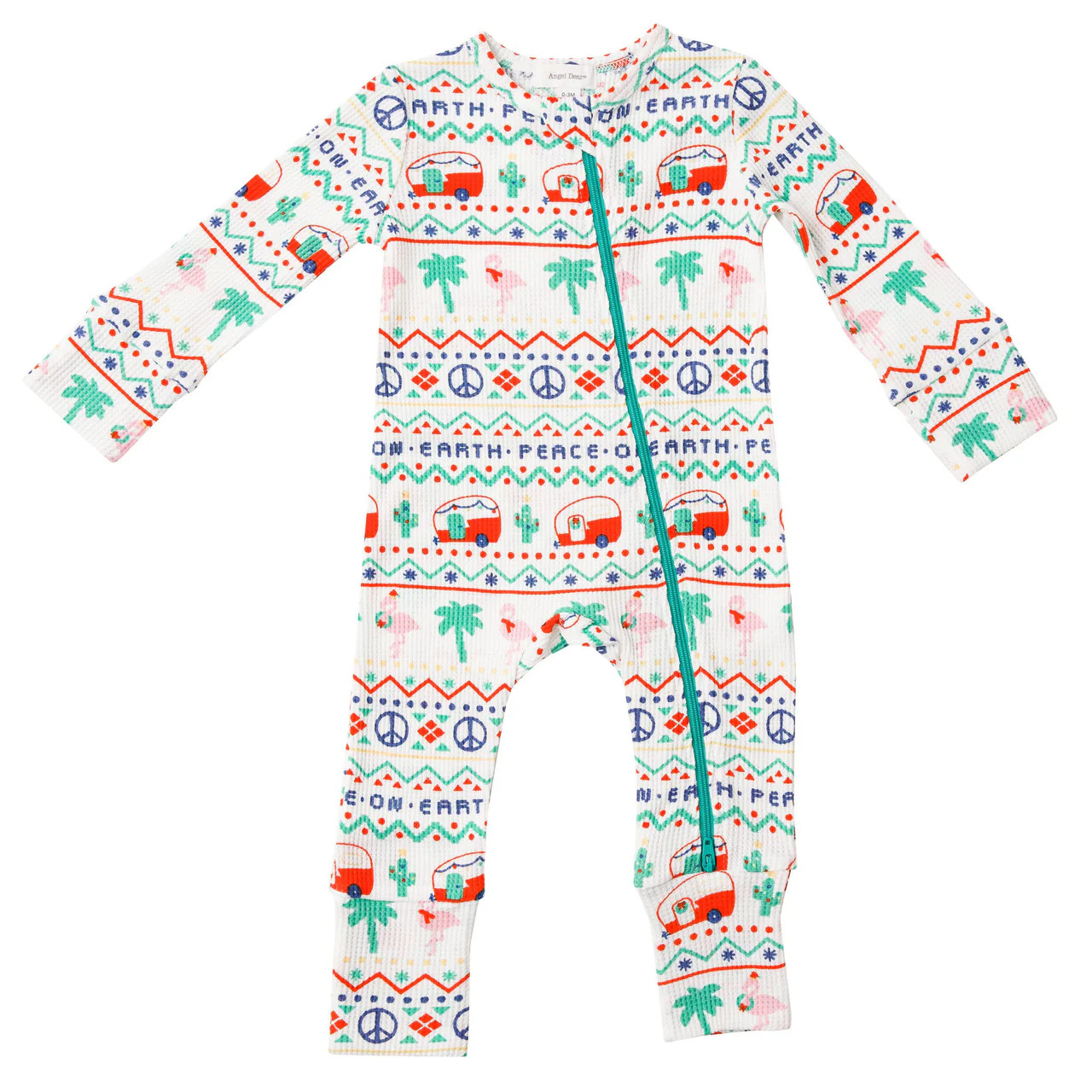 Waffle 2-Way Zip Romper, California Fair Isle | SpearmintLOVE