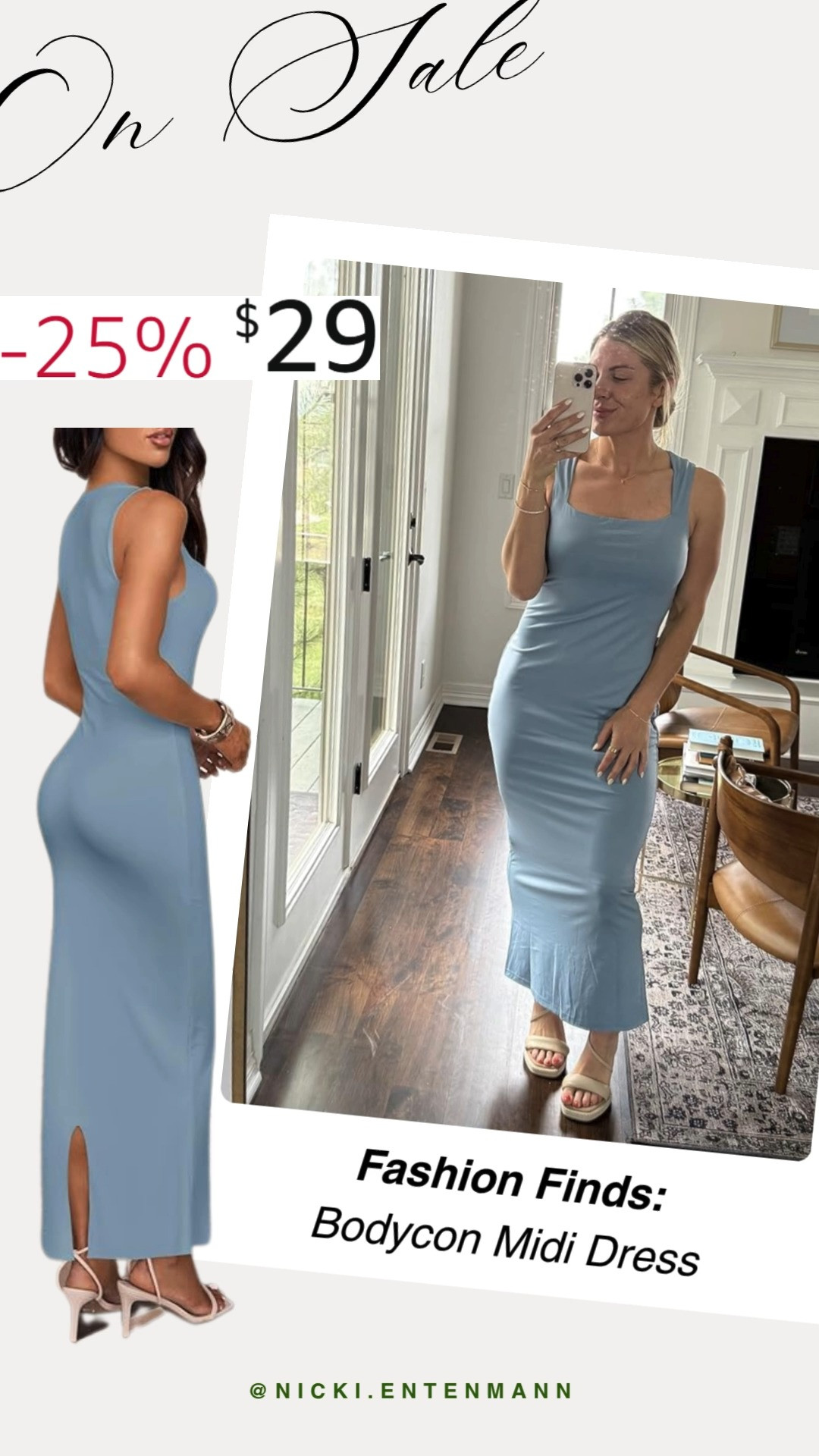 Women's summer bodycon midi dress with sleeveless square neck and slim fit back slit brings effortless elegance. Perfect for cocktail parties or evening outings with chic confidence. 🌸✨🍸  

#bodycondress #summerstyle #midi #cocktaildress #fashionfinds #style #trend #womenswear #ootd #chicstyle #modernlooks 

 #LTKgrwm #LTKootd #LTKSaleAlert