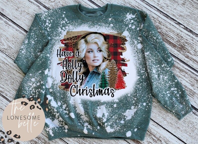 Holly Dolly Christmas Dolly Sweatshirt Bleached Christmas - Etsy | Etsy (US)