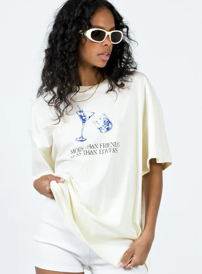 More Than Friends Oversized Top Off White | Princess Polly US