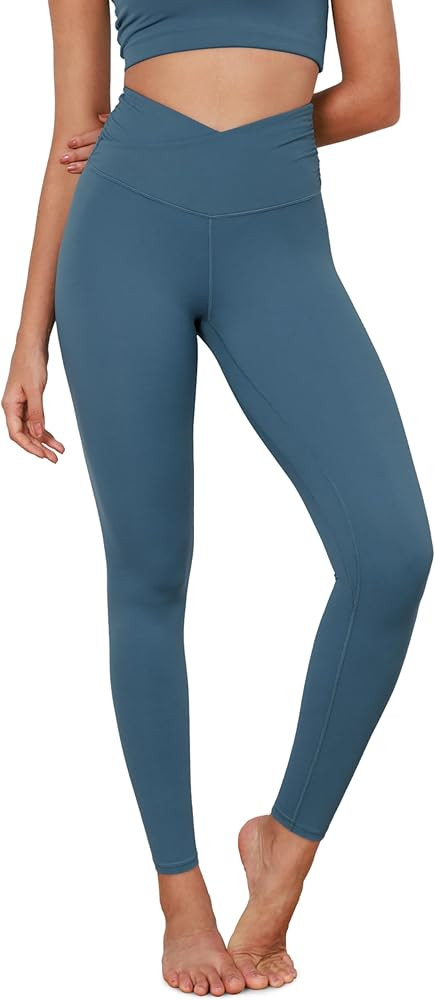 ODODOS Women's Cross Waist Yoga Leggings with Inner Pocket, 21"/25"/28" Gathered Crossover Workou... | Amazon (US)