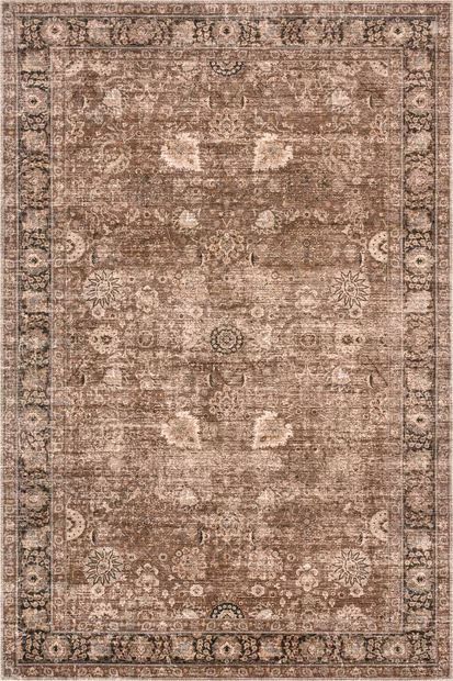 Brown Bayberry Vintage Washable 5' x 8' Area Rug | Rugs USA