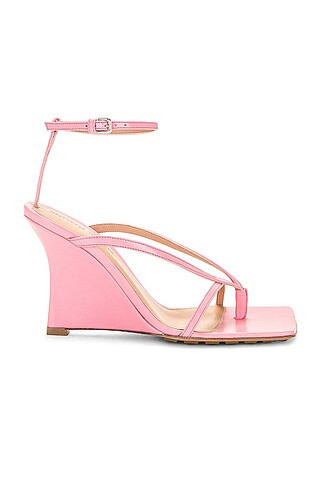 Bottega Veneta Stretch Ankle Strap Wedge Sandal in Pink | FWRD 