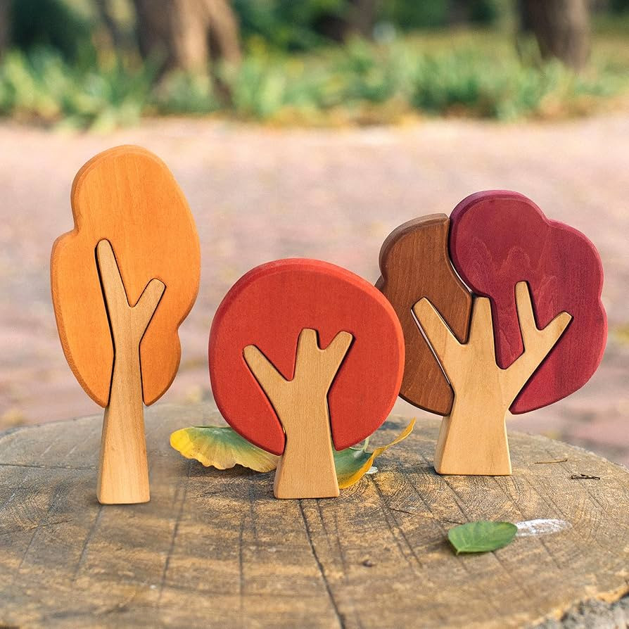 3 Pcs Wooden Building Blocks Toy Tree Miniature Wood Trees Handmade Natural Style Plat Forest Set... | Amazon (US)