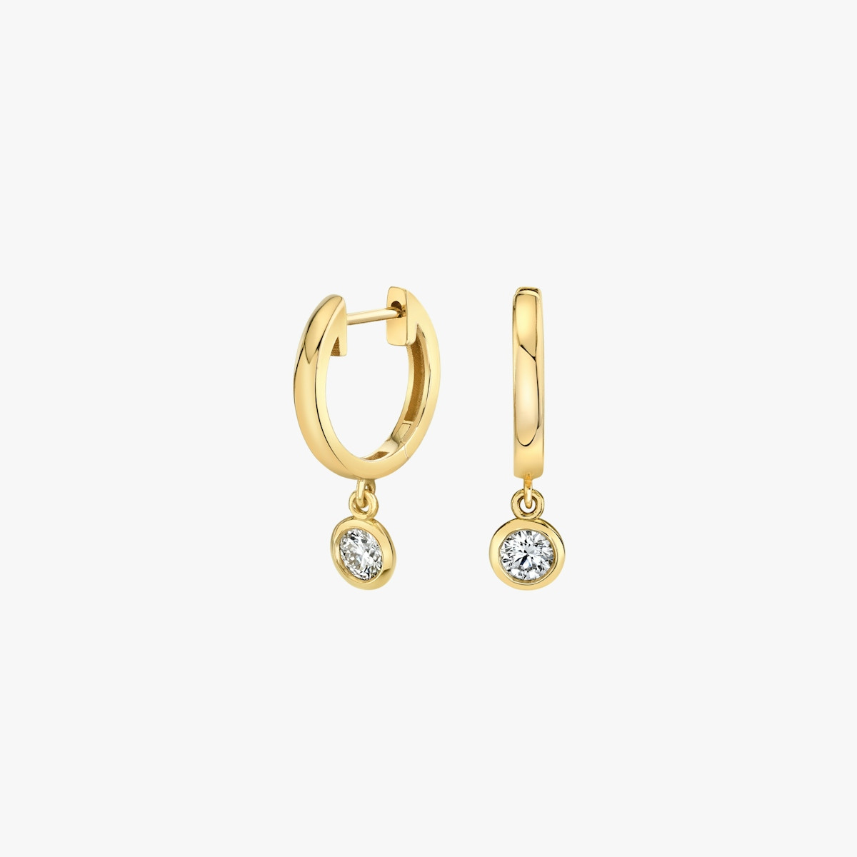 Diamond Bezel Drop Huggie Hoops | VRAI | Vrai and Oro