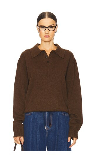 Allday Long Sleeve Polo in Cashmere in Chestnut | Revolve Clothing (Global)