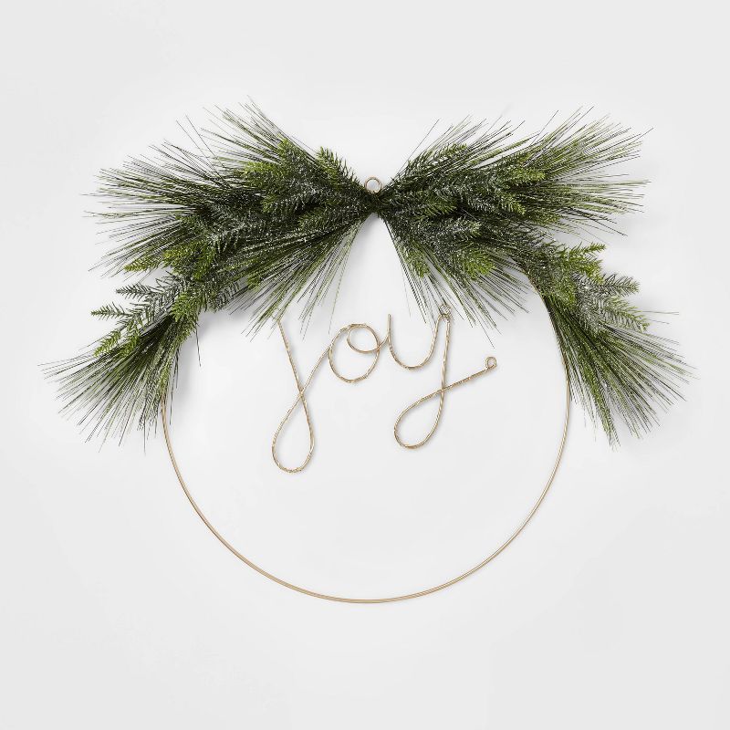24in Pre-Lit JOY Flocked LED Christmas Wreath - Wondershop™ | Target