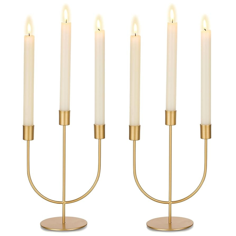 Sziqiqi Gold Candle Holders Candelabra - Candlestick Holder Centerpiece for Tables Taper Candle H... | Amazon (US)
