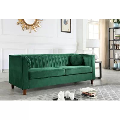 Rascon Velvet 80.7" Square Arms Sofa Everly Quinn Upholstery Color: Green | Wayfair North America