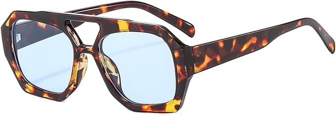 YAMEIZE 70s Retro Double Bridge - Pilot Sunglasses for Women Men - Classic Hexagonal Sunglasses S... | Amazon (UK)