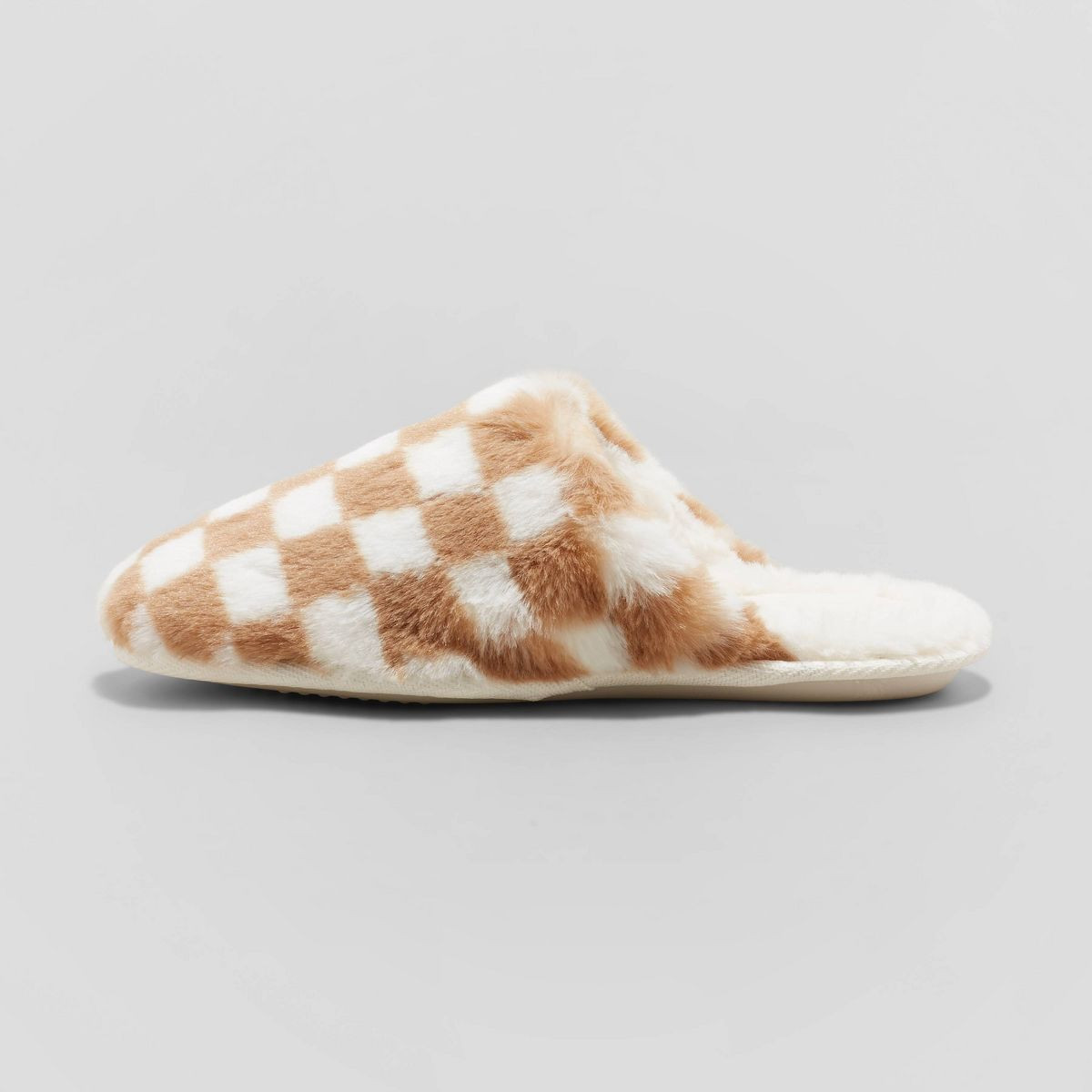 Women's Emily Puff Scuff Slippers - Stars Above™ Tan Checker M | Target