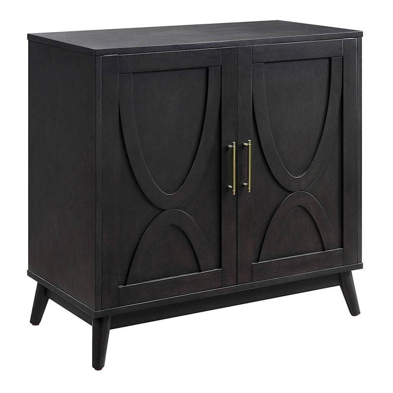 Ezra 2-Door Dark Brown Cabinet with Gold Handle | At Home