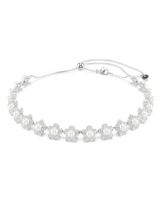 Ariana Grande x Swarovski Crystal & Imitation Pearl Flower Choker Necklace, 11.75-17.37" | Bloomingdale's (US)