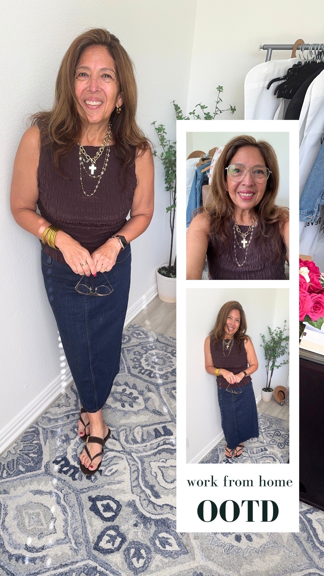 Outfit of the day for working from home. 
I have errands and a couple of calls. 
Easy, comfortable, and add jewelry. 

I’m Elisa, a wardrobe stylist, founder of Turnkey Style, and author of The Style Advantage: I Say What HR Can’t. I work with one on one with professional women as well as leaders and corporate teams so they show up authentically, on brand, and with confidence. 
I’m also a mom of two grown boys, a wife, a post-menopausal woman in business, 5’4”, a size 12/14 on the bottom and L on top. 
I’ve been everything from a size 10–18+, which is why fit, function, and real life always come first.
Combination of vintage pieces. 
New sandals are on sale.

#LTKootd #LTKgrwm #LTKWorkwear