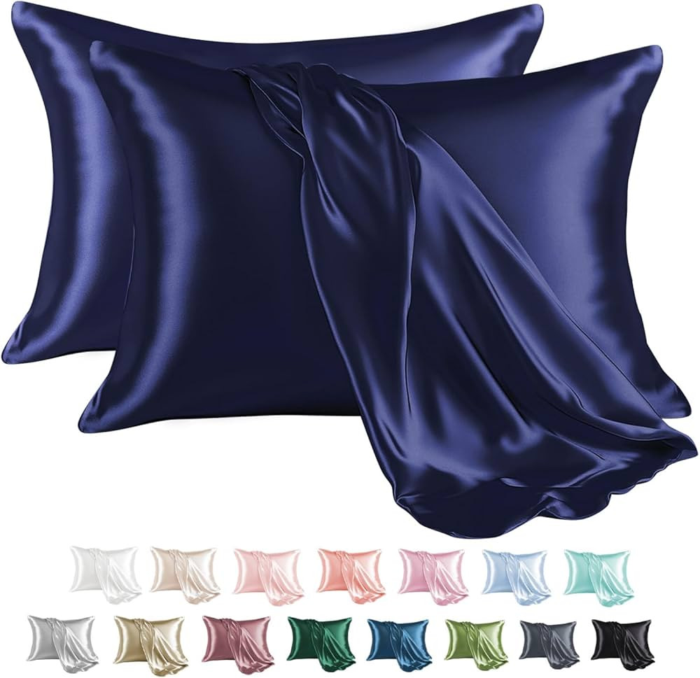 MR&HM Satin Pillowcase for Hair and Skin, Silk Satin Pillowcase 2 Pack, King Size Pillow Cases Se... | Amazon (US)