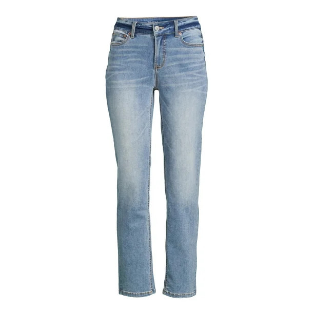 Time and Tru Women’s Mid Rise Straight Jean - Walmart.com | Walmart (US)