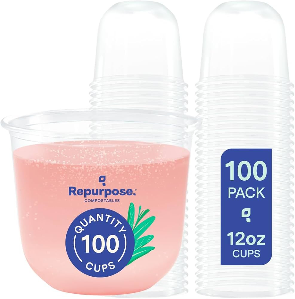 Repurpose Disposable Stemless Glasses, 12oz, 100 Cups, Plant-Based, BPA & PFAS Free, Certified Bi... | Amazon (US)