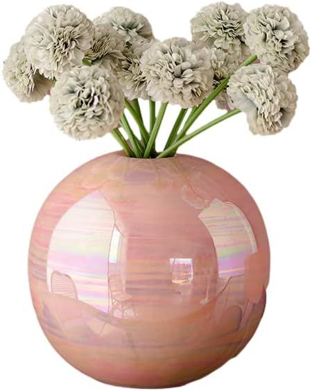 Blessings Decor New Modern Luxury Home Decoration Style Ceramic vase (Pink with Green Flowers) | Amazon (US)