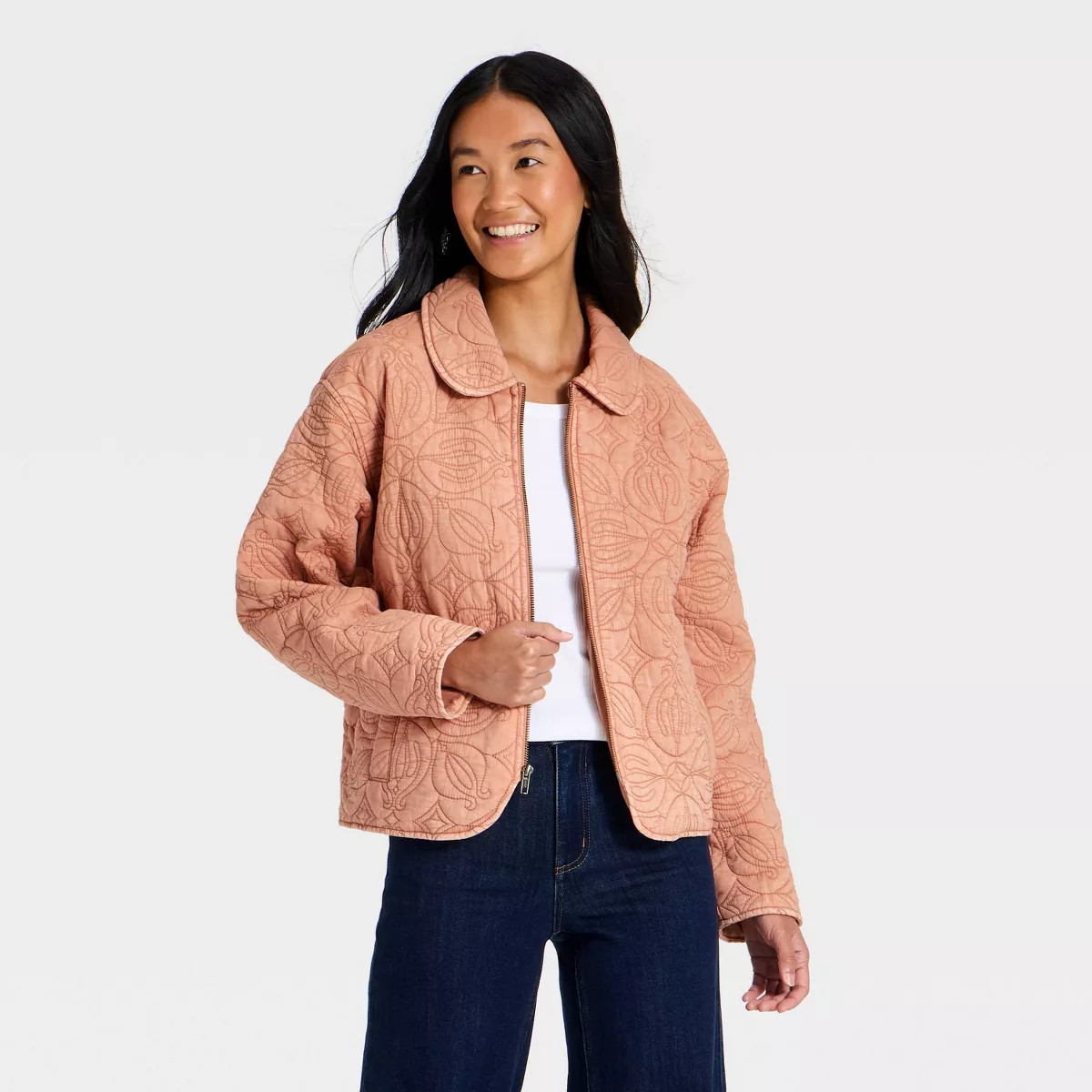 Women's Quilted Jacket - Universal Thread\u2122 Clay Pink XL | Target
