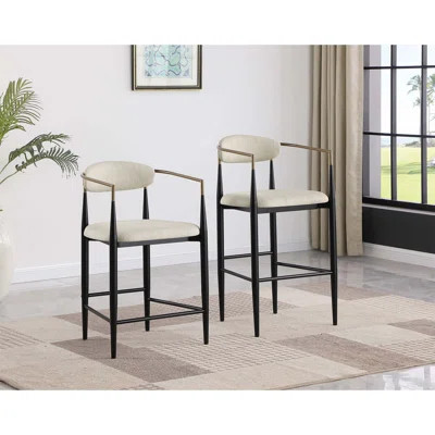 Fabric Upholstered Counter Chair (Set of 2) with Comfortable Padded Seats and Modern Tapering Base, Perfect for Stylish Kitchen or Dining Room Seating | Wayfair North America