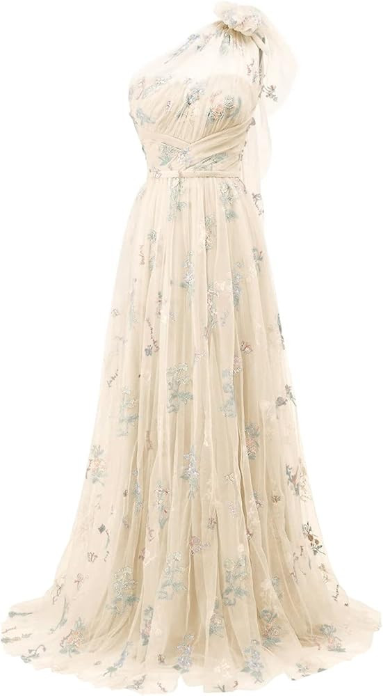 Tulle Prom Dresses Flower Embroidery A-Line Long Evening Party Gowns for Women Formal 2025 | Amazon (US)
