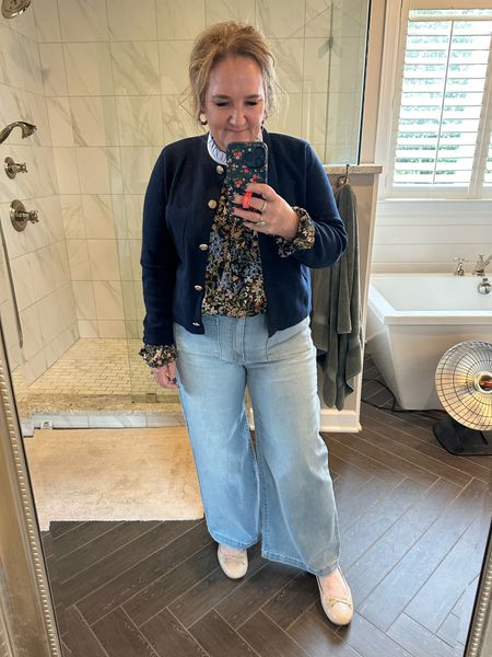 Loving this updated modern classic look. Jeans are soft and stretchy. Wearing my larger size bc I just did. The 31 would work but this relaxed feel is a good option. I’m in the 32. 15% off code at Avara NANETTE15
Blouse size large. 10% off code at Gibson look NANETTE10
Lady jacket cardigan is structured and soft. A great spring staple, wearing a size large. 


LOFT spring outfit, work outfit, teacher, outfit, lady, jacket, wide leg, jeans, patch pocket jeans

#LTKfindsunder100 #LTKover40 #LTKsalealert