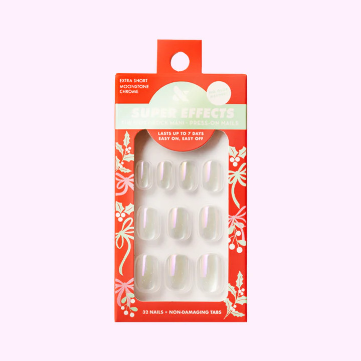 Moonstone Chrome | Extra Short | Squoval - Tab Press-On | Olive & June