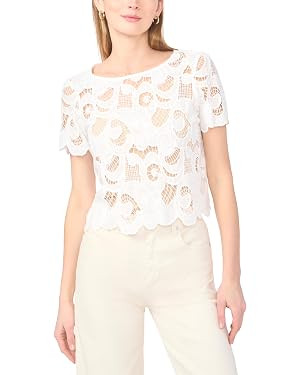 Vince Camuto Women's Crochet Short Sleeve Top | Amazon (US)