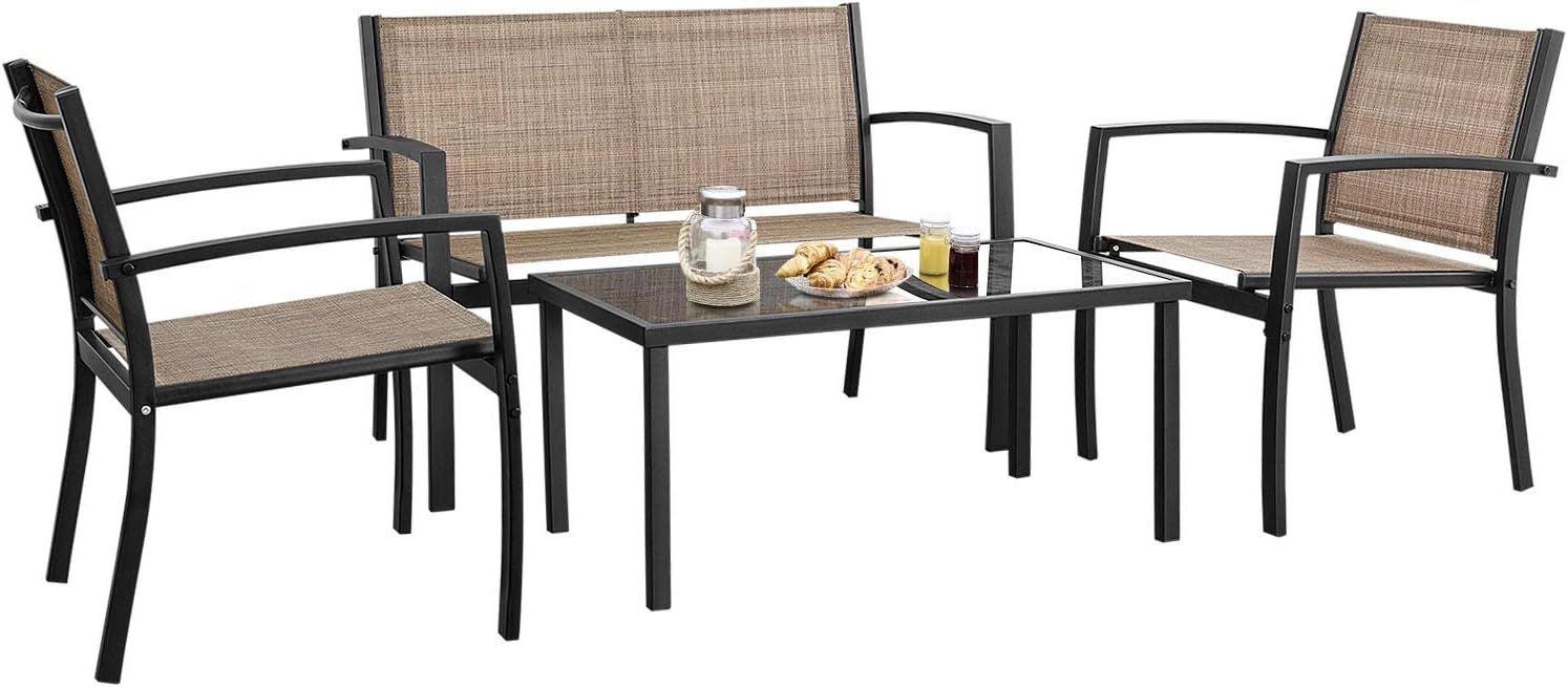 Devoko 4 Pieces Patio Furniture Set Outdoor Garden Patio Conversation Sets Poolside Lawn Chairs w... | Amazon (US)