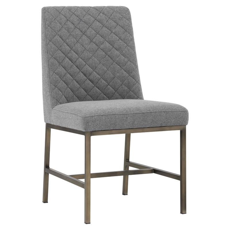 Sunpan Leighland 19" Fabric and Stainless Steel Dining Chair in Dark Gray | Cymax
