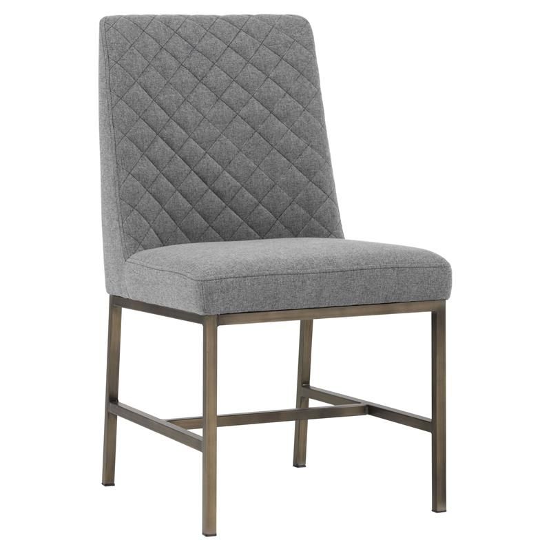 Sunpan Leighland 19" Fabric and Stainless Steel Dining Chair in Dark Gray | Cymax