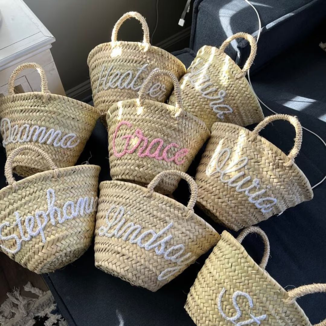 PERSONALIZED straw moroccan basket,bridal shower bags,customized straw bags,custom beach bag,stra... | Etsy (US)