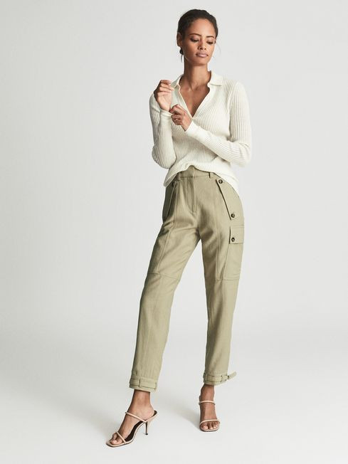 Wool Blend Twill Cargo Trousers | Reiss (UK)