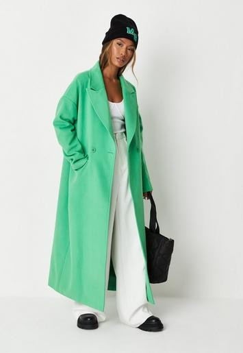 Missguided - Green Oversized Maxi Formal Coat | Missguided (US & CA)
