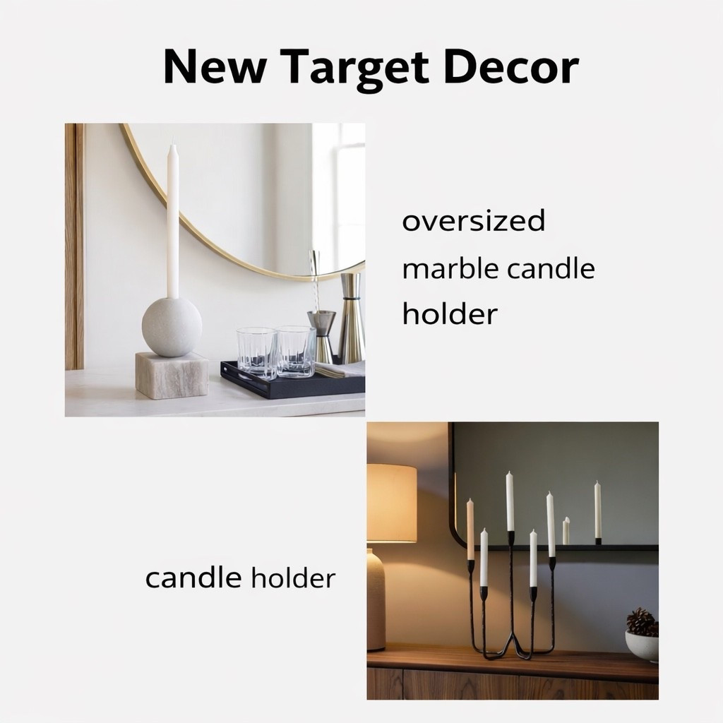 STUNNING new target decor! This oversized marble candle holder is a dream wow! Immediately purchased. And this iron candle holder is identical to styles 3x the cost! 

#LTKHome #LTKSaleAlert