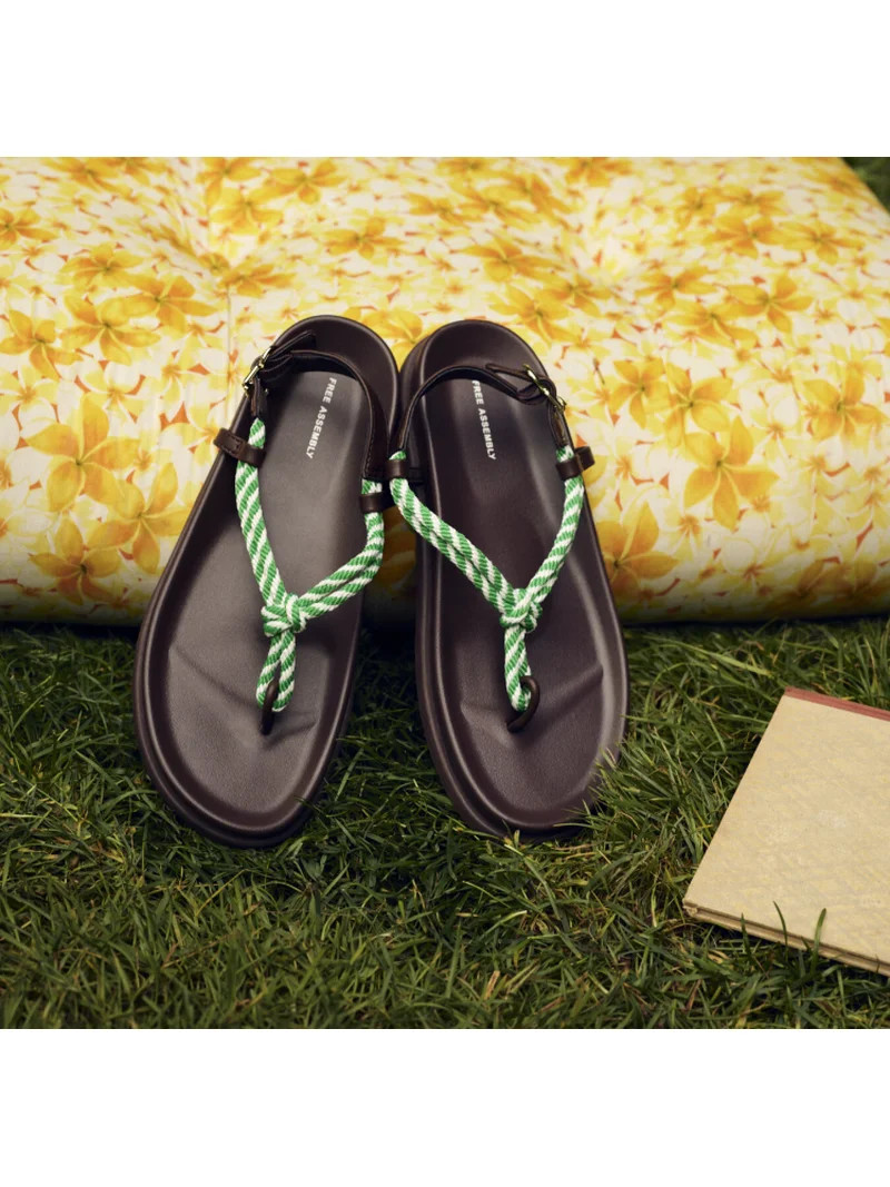 Free Assembly Women's Rope Footbed Sandals | Walmart (US)