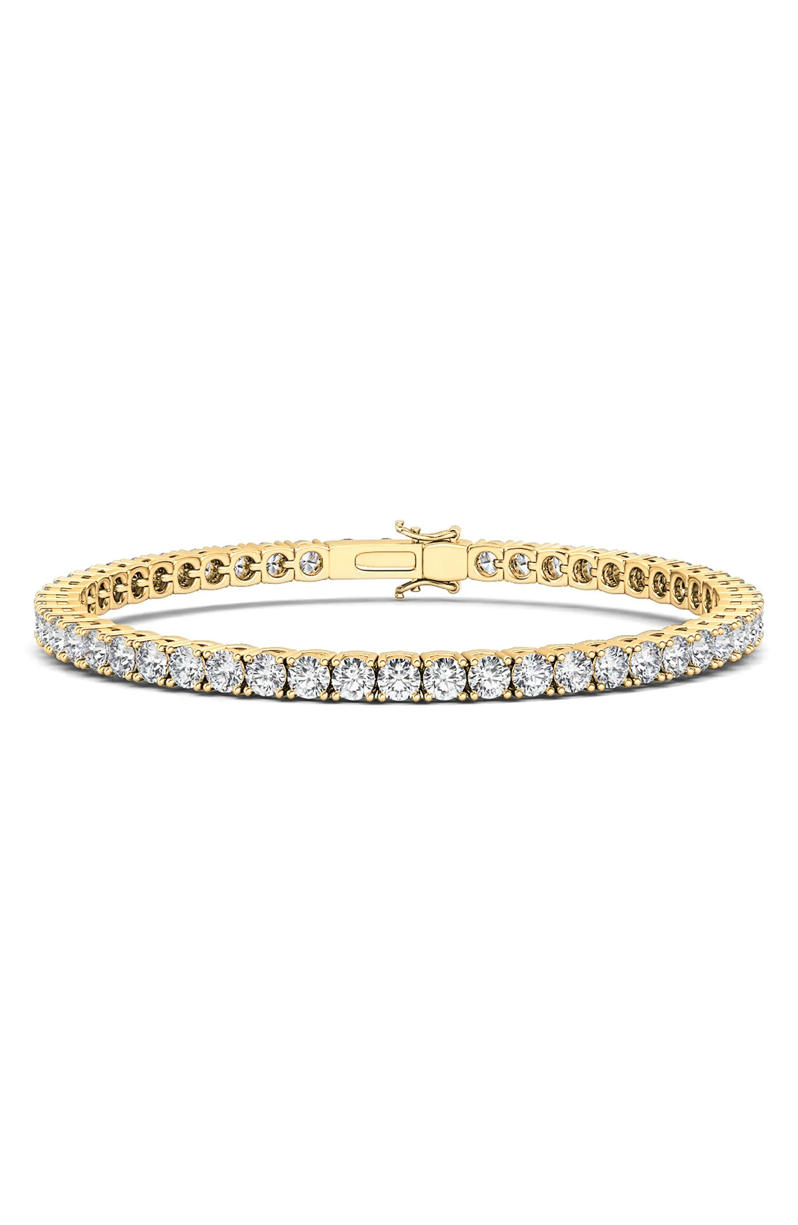 4-Prong 3CT Lab Created Diamond 14K Gold Tennis Bracelet | Nordstrom