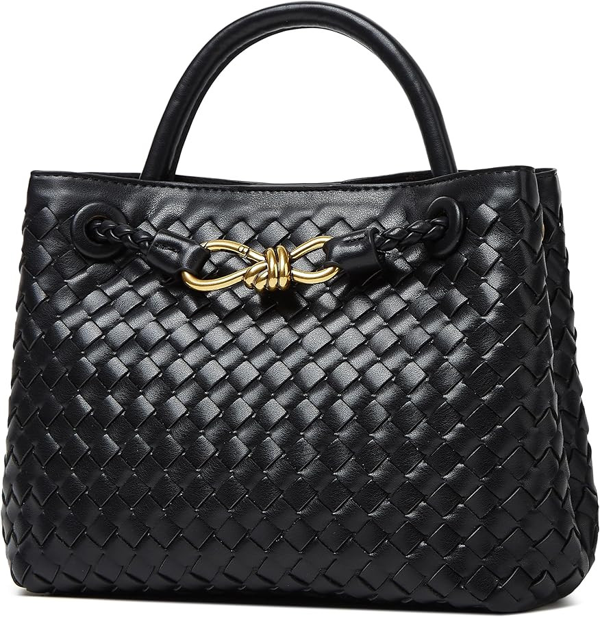 URAWOW Woven Bags for Women Bowknot Tote Hobo Shoulder Crossbody Bags PU Leather Handwoven Woven ... | Amazon (US)