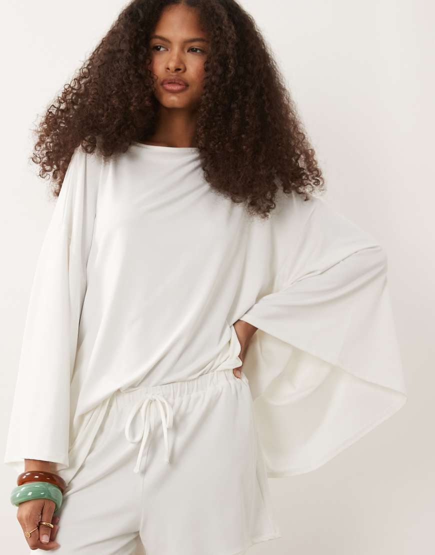 ASOS DESIGN cape style top co-ord in cream-White | ASOS (Global)