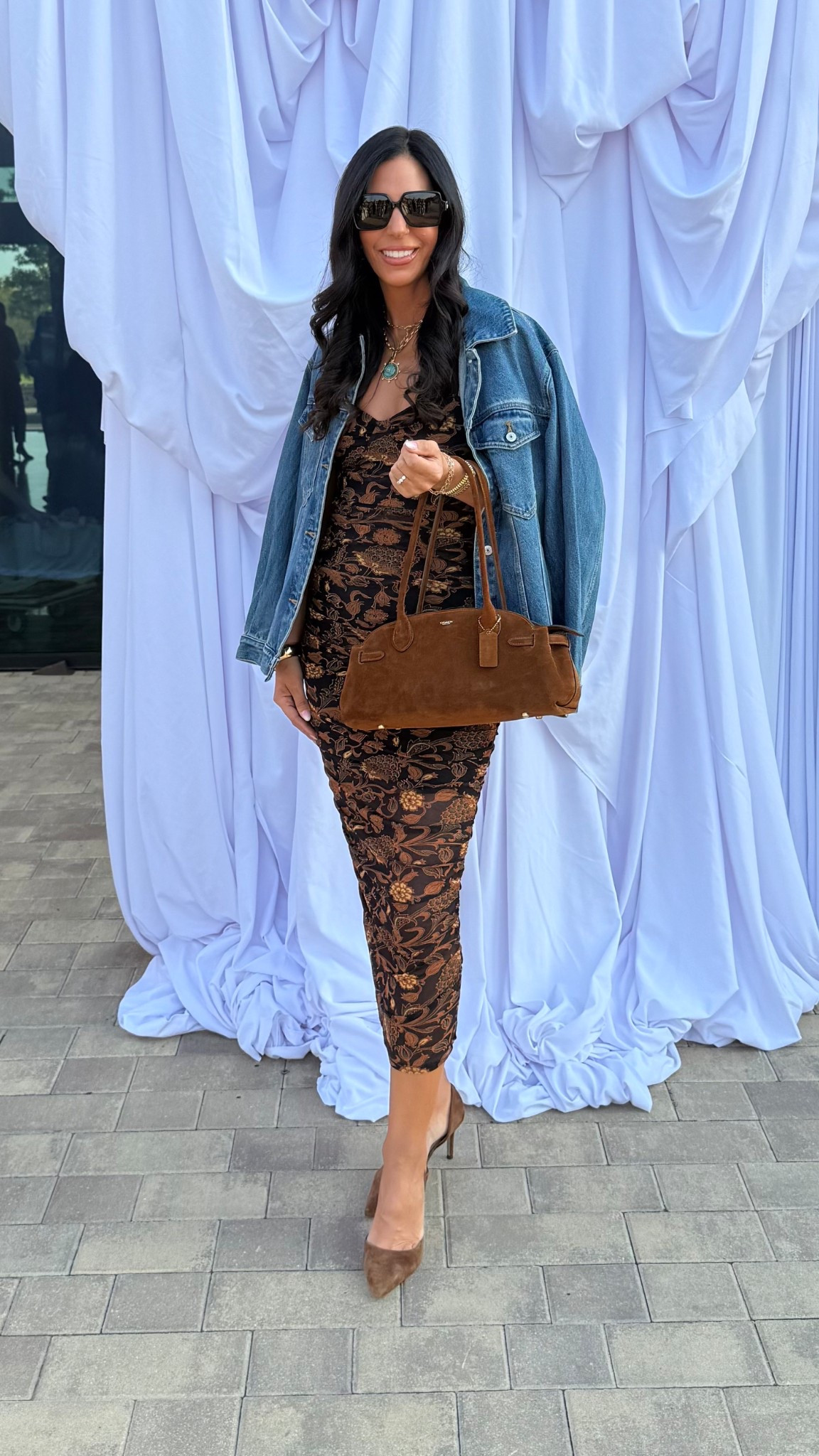 Night 1 welcome party 
Abercrombie x LTK 
Banana Republic dress - size 4 
Abercrombie denim jacket- small 
Coach suede purse 


#LTKOver40 #LTKCon #LTKU