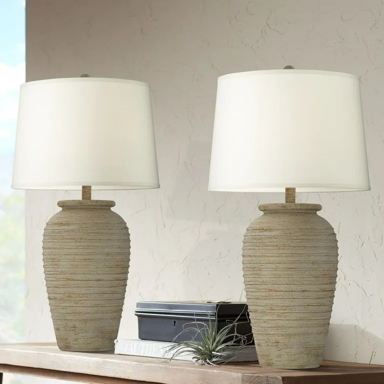 John Timberland Austin 28" Tall Jug Southwest Farmhouse Rustic Table Lamps Set of 2 Sand Toned Ri... | Walmart (US)