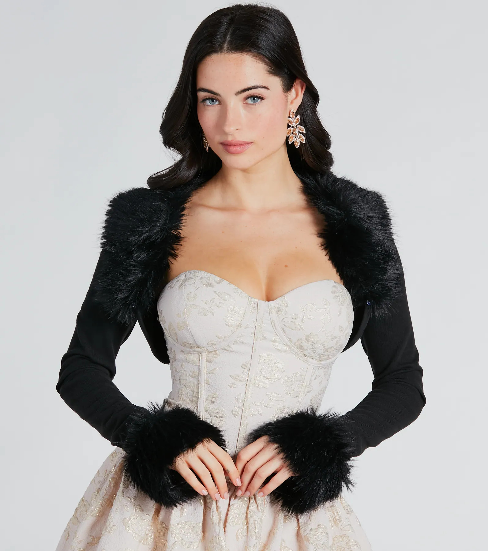 Exclusive Chic Removable Faux Fur Long Sleeve Bolero | Windsor Stores