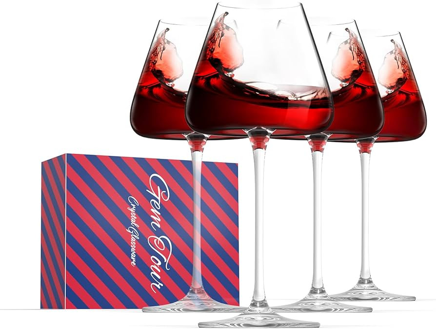 Glass Wine Glasses Set of 4 – Hand-Blown 24 oz Balloon Red & White Wine Glasses in Gift Box, Ul... | Amazon (US)
