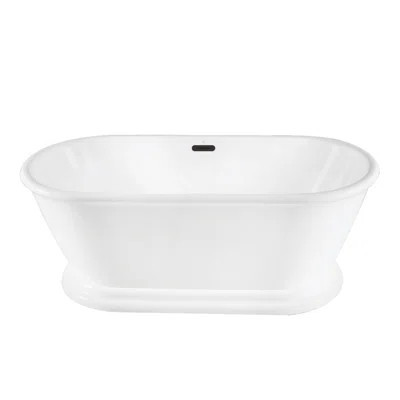 Kingston Brass Aqua Eden 66-Inch Acrylic Oval Double Ended Pedestal Tub With Drain | Wayfair North America