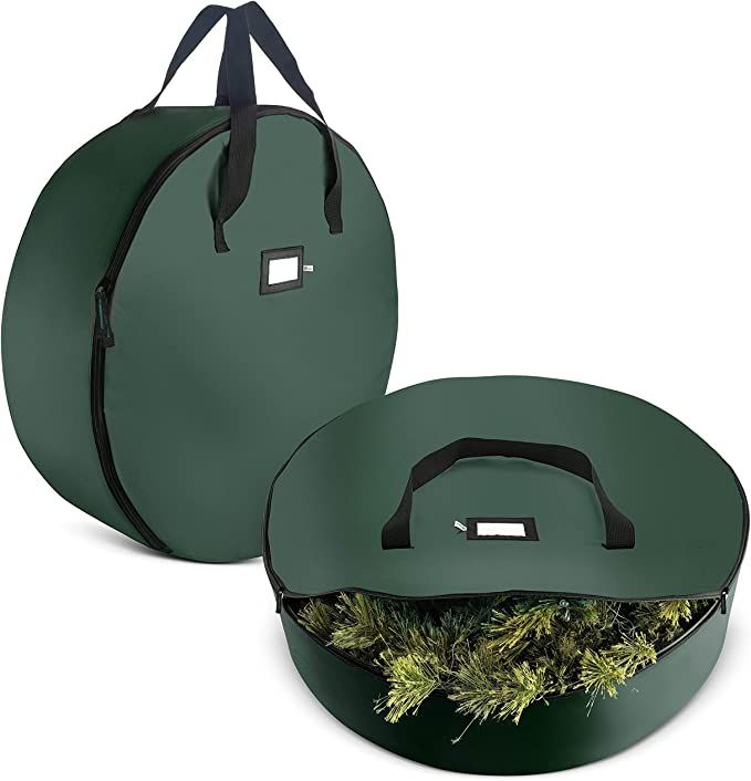 2-Pack Christmas Wreath Storage Bag 30" - Artificial Wreaths, Durable Handles, Dual Zipper & Card... | Amazon (US)