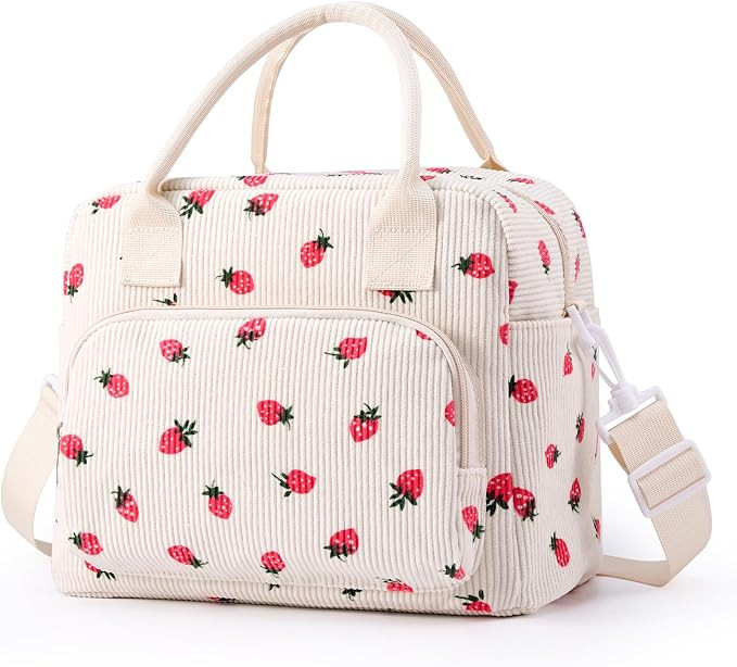 Cute Lunch Bag for Women, Corduroy Insulated Lunch Tote Bag Women Lunch Box for Work, Reusable In... | Amazon (US)